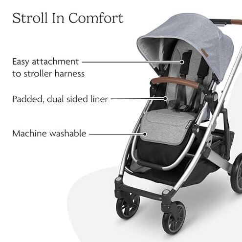 UPPAbaby Reversible Seat Liner/Water-Resistant and Comfortable/Easy Stroller Attachment/Reed (Charcoal Denim/Cozy Knit)