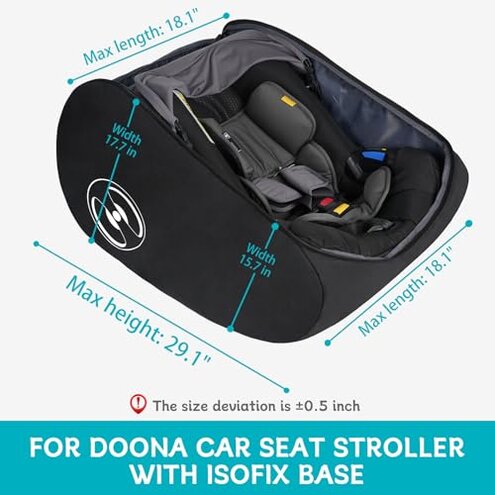 YOREPEK Padded Car Seat Travel Bag for Airplane, Fits for Doona Car Seat Stroller with isofix Base, Infant Car Seat Bags with Lockable Zipper, Foldable Gate Check Stroller Backpack for Baby Travel