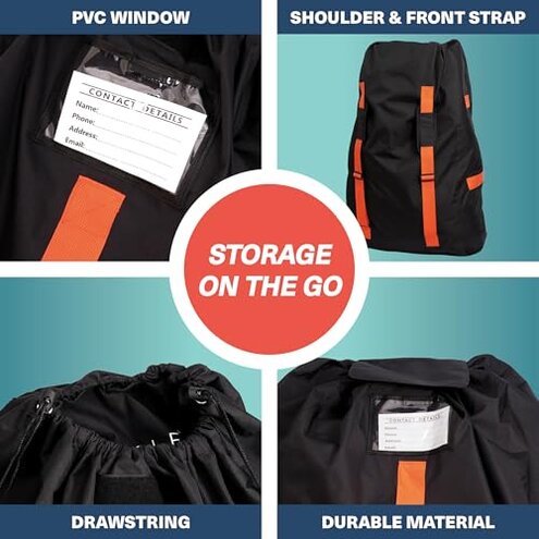 Bramble Extra Large Gate Check Stroller Bag for Airplane - Stroller Storage Bag (Black, 47", 600D Oxford Waterproof) - Double Stroller Travel Bag for Airplane, Baby Stroller Cover for Air Travel