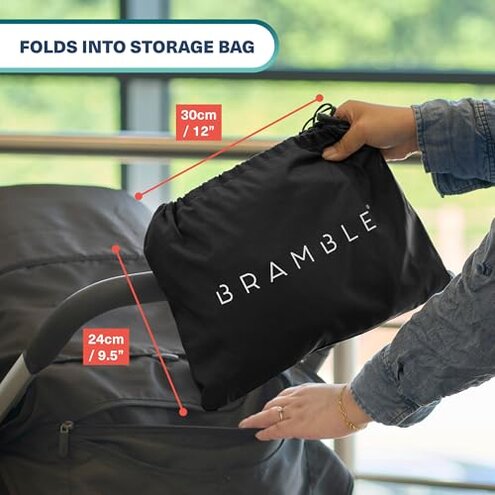 Bramble Extra Large Gate Check Stroller Bag for Airplane - Stroller Storage Bag (Black, 47", 600D Oxford Waterproof) - Double Stroller Travel Bag for Airplane, Baby Stroller Cover for Air Travel