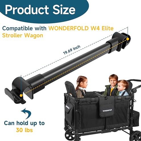 Forward-Facing Bus-Style Seating Upgrade Stroller Wagon Support Bar Compatible with Wonderfold W4 Elite/Luxe (4 Seater), Wonderfold Wagon W4 Accessories for Kids, Removable & Easy to Install.