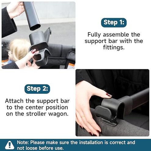 Forward-Facing Bus-Style Seating Upgrade Stroller Wagon Support Bar Compatible with Wonderfold W4 Elite/Luxe (4 Seater), Wonderfold Wagon W4 Accessories for Kids, Removable & Easy to Install.