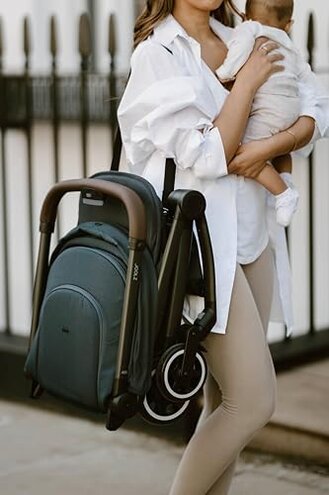 Joolz AER+ Bumper Bar Foldable Stroller Accessory - Armrest One-Hand Use - Easy to Attach & Open - Extra Handle Comfort - Elegant Crossbar Design - Ideal for Hanging Baby Toys - Mid Brown Carbon