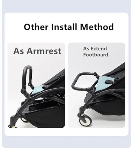 Stroller Bumper Bar Adjustable Angle Replacement Armrest Detachable Stroller Bar Handlebar Crossbar Stroller Accessory Dual-Mode Open with Black Smooth Leather Cover