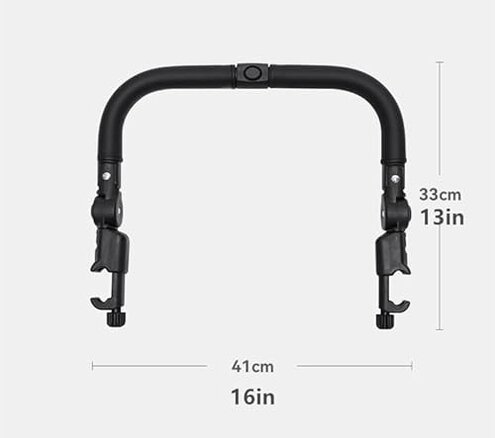 Stroller Bumper Bar Adjustable Angle Replacement Armrest Detachable Stroller Bar Handlebar Crossbar Stroller Accessory Dual-Mode Open with Black Smooth Leather Cover