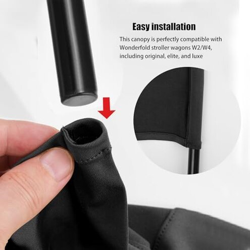 LUAATT Stretchy Panoramic Canopy Compatible with Wonderfold Stroller Wagons W2/W4 All Model,UPF50+ Fabric Sun Shade and Protection for Riders(Black)
