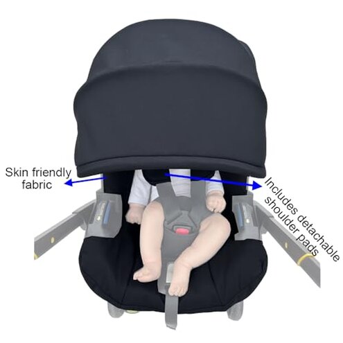 Feliliber Stroller Accessory Washing Kit Textile Set, Colorful Canopy & Water Resistance Soft Cushion Compatible with DOONA Strollers (Fashion Black)