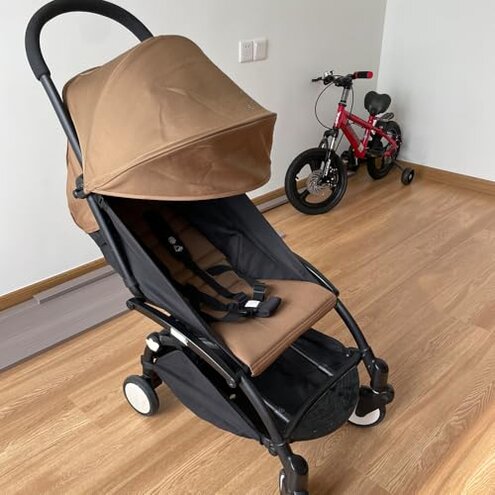 Feliliber Baby Stroller Seat Cushion and Canopy Compatible with Babyzen YOYO 2 and YOYO+, Pushchair Accessories Replacement Kit, Waterproof Double-Layer Fabric (Coffee Color)