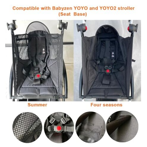 Feliliber Baby Stroller Accessories 6+ Clothe Replacement Kit Compatible with Babyzen YOYO2 Strollers - Waterproof Fabric - Stroller Canopy, Seat Cushion & Seat Base (All Season Set)