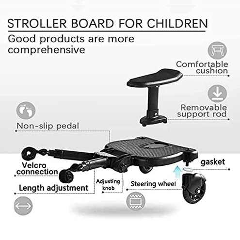Universal Stroller Board with Detachable Seat,Stroller Glider Board Suitable for Most Brands of Strollers, Holds Children Up to 55 lbs (Blue)
