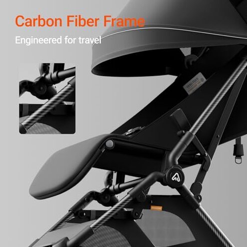 MAMAZING Lightweight Baby Travel Stroller with Carbon Fiber Frame, Compact & Airplane-Friendly, One-Handed Folding Design, 11.6 lbs, Perfect for Toddlers, Jet