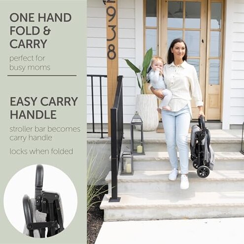 Lightweight Travel Stroller for Baby & Toddlers - Easy Fold & Compact Stroller with Canopy, Storage Basket, Multi-Position Recline & Convenient One-Hand Fold (Grey)