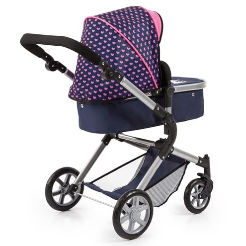 Bayer: Pram Neo City - Blue, Pink - Dolls Up to 20", Shoulder Bag, Convert to Jogger Pushchair, Foldable, Direction Changing, Kids Age 3+