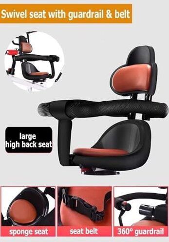 Reversible Seat Toddler Stroller Buggies, Children Pram with Canopy, High Back Guardrail and Belt, Parent Steering Tricycle Handle(White Grey,with Headlight)