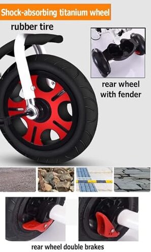 Reversible Seat Toddler Stroller Buggies, Children Pram with Canopy, High Back Guardrail and Belt, Parent Steering Tricycle Handle(White Grey,with Headlight)