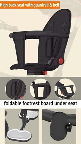 Folding Toddler Stroller Buggies, Parent Steering Tricycle with Pushrod, Children Pram Headlight and Shock Spring, Reversible Seat Guardrail Belt(Black Purple)