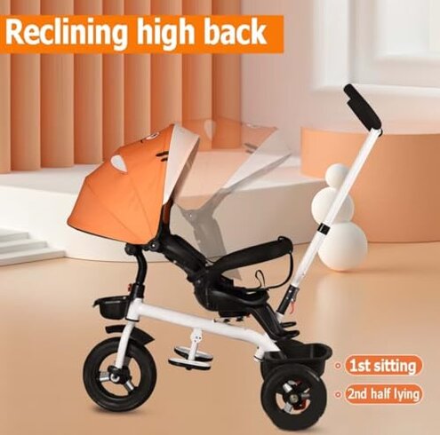 Toddler Stroller Buggies with Reclining backrest Reversible seat,1.5-5 Years Old Children Pushchair pram with Canopy,Comfortable seat with guardrail and Belt,Titanium Wheel,3 Wheel Toddler Tricycle (