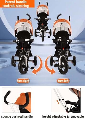 Toddler Stroller Buggies with Reclining backrest Reversible seat,1.5-5 Years Old Children Pushchair pram with Canopy,Comfortable seat with guardrail and Belt,Titanium Wheel,3 Wheel Toddler Tricycle (