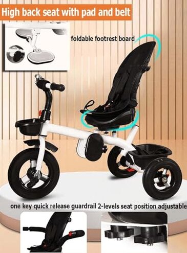 Toddler Stroller Buggies with Reclining backrest Reversible seat,1.5-5 Years Old Children Pushchair pram with Canopy,Comfortable seat with guardrail and Belt,Titanium Wheel,3 Wheel Toddler Tricycle (