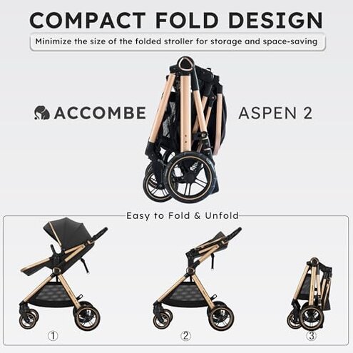 Accombe 2 in 1 Baby Stroller, Convertible Bassinet Pushchair for Infants and Newborns 0-36 Months