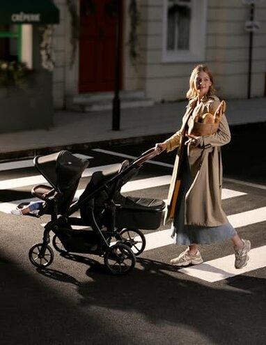 Momcozy ChangeGo Baby Stroller, Convertible Single-to-Double-to-Wagon Stroller with 23 Configurations, Bassinet, Seat Included, Large PU Wheels, All-Wheel Suspension & Extendable UPF50+ Canopy