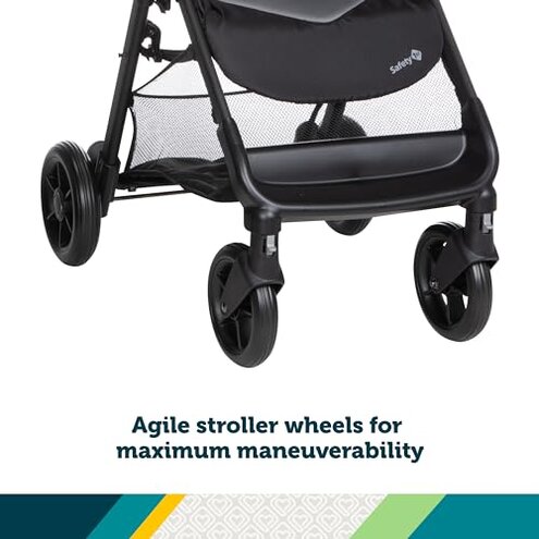 Safety 1st Smooth Ride Travel System Stroller and OnBoard FLX Infant Car Seat, Newborn to Toddler Baby Combo, Easy-Install, Large Canopy, Ample Storage, Foldable, Rear-Facing 4-30 lbs, Monument