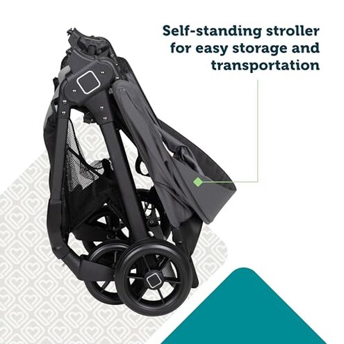 Safety 1st Smooth Ride Travel System Stroller and OnBoard FLX Infant Car Seat, Newborn to Toddler Baby Combo, Easy-Install, Large Canopy, Ample Storage, Foldable, Rear-Facing 4-30 lbs, Monument