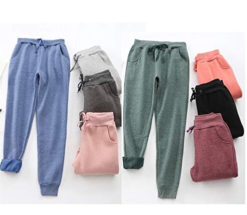 URATOT 2 Pack Women's Sherpa Lined Sweatpants with Pockets Winter Warm Jogger Sweatpants Athletic Fleece Lined Pants Black, Dark Grey