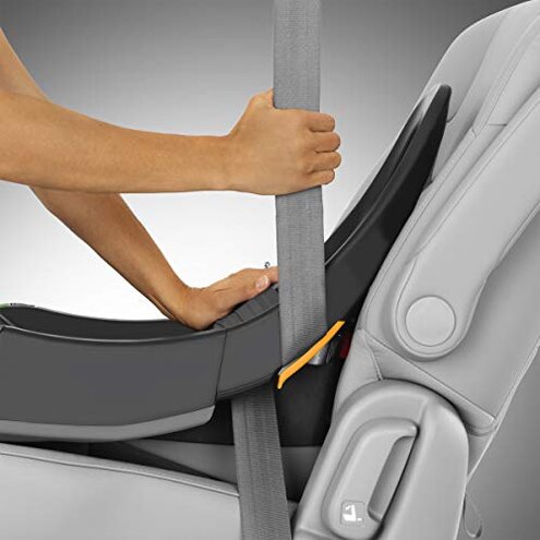 Chicco KeyFit Infant Car Seat and Base, Rear-Facing Seat for Infants 4-22 lbs., Includes Infant Head and Body Support, Compatible with Chicco Strollers, Baby Travel Gear | Encore/Black/Grey