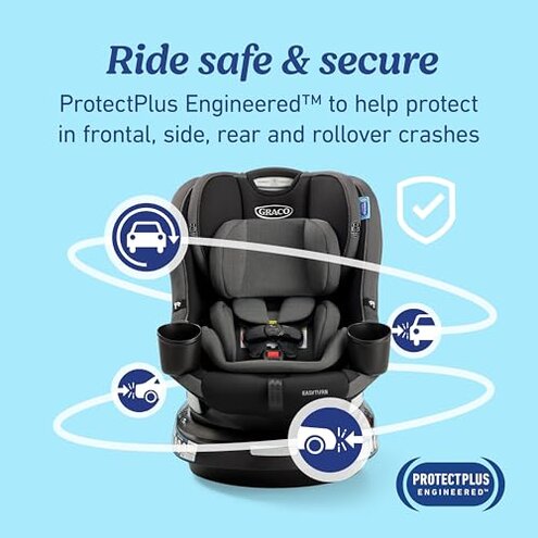 Graco EasyTurn 360 2-in-1 Convertible Car Seat, 360 Degree Rotating Infant to Toddler Rotating Car Seat, 2 Modes Forward and Rear Facing, Slim Design, Cyran