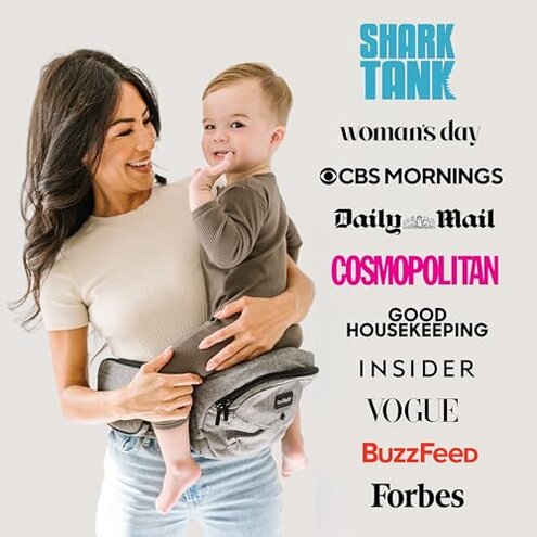 Tushbaby Ergonomic Hip Seat Carrier- for Babies and Toddlers 0-3yrs, Safety Approved, Structured Support, Convenient Pockets, Feeding Aid, Durable YKK Zippers, Foam-Free Build, (Grey)