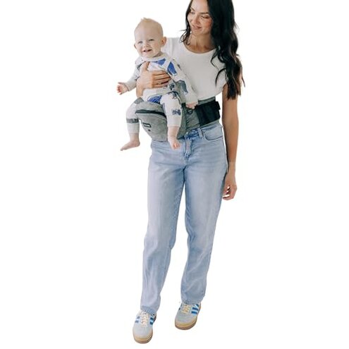 Tushbaby Ergonomic Hip Seat Carrier- for Babies and Toddlers 0-3yrs, Safety Approved, Structured Support, Convenient Pockets, Feeding Aid, Durable YKK Zippers, Foam-Free Build, (Grey)