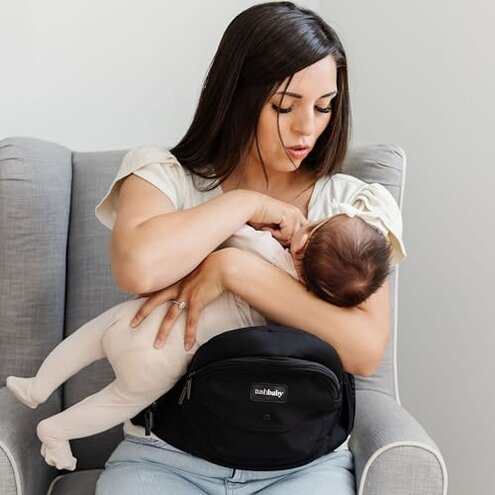 Tushbaby The Original Premium Quality Hip Seat Carrier &ndash; Safety-Certified Baby & Toddler Carrier with Secure Safety Buckles, No-Flimsy-Foam Design, Storage Pockets & Nursing Pillow. 0&ndash;3 yrs