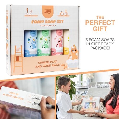 Fluffy Foam Soap for Kids Bath and Hand Washing - Hypoallergenic Fun Colorful Foamy Cleanser for Sensory Play, Bathtime Art, Washing - Moisturizing Formula with Aloe and Hyaluronic Acid - 5 Pack