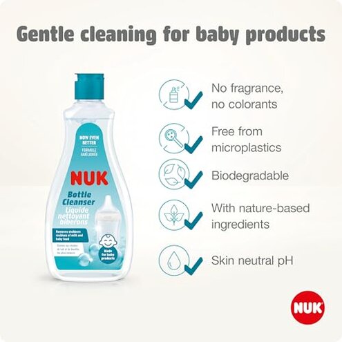 NUK Baby Bottle Cleanser | 500 ml | Ideal for Cleaning Baby Bottles, Teats & Accessories | Fragrance Free | pH Neutral | 100% Recycled Bottle