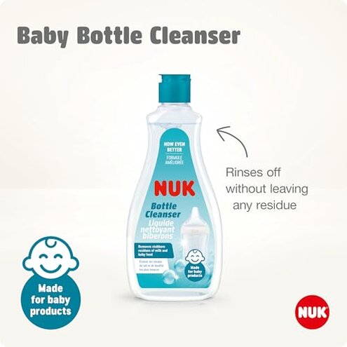 NUK Baby Bottle Cleanser | 500 ml | Ideal for Cleaning Baby Bottles, Teats & Accessories | Fragrance Free | pH Neutral | 100% Recycled Bottle