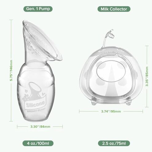 haakaa Manual Breast Pump for Breastfeeding 4oz/100ml and Ladybug Milk Collector 2.5oz/75ml Combo, Food-Grade Silicone