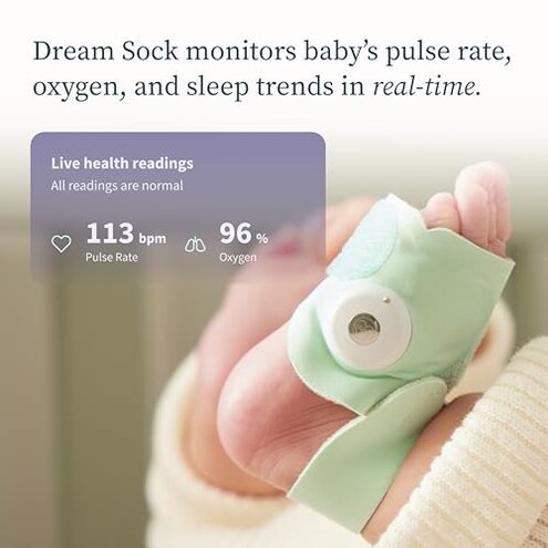 Dream Sock &ndash; Smart Wearable Baby Monitor - Infant Pulse Oximeter Tracks Oxygen & Heart Rate | Parents Receive Alerts, Sleep & Health Insights via App | FDA Cleared