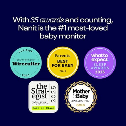 Nanit Pro Smart Baby Monitor & Flex Stand - 1080p Wi-Fi Video Camera, Sensor-Free Sleep & Breathing Motion Tracker, 2-Way Audio, Sound/Motion/Cry Notifications, Night Vision, and Breathing Band