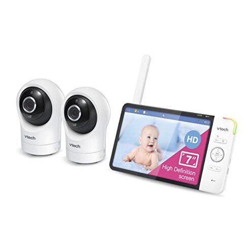 VTech RM7764-2HD Smart WiFi 2 Camera BabyMonitor, 360&deg; Pan&Tilt, 10X Zoom, 7&rdquo; HD Display & NightVision, Soothing Sounds, 2-Way Talk, Temperature & Motion Detection