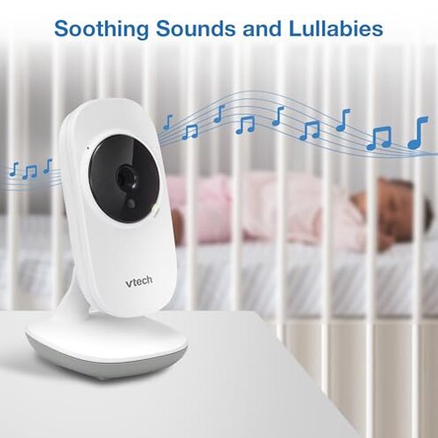 VTech VM819 Baby Monitor with Camera and Audio, 2.8&rdquo; Screen Portable Baby Camera, Night Vision, 2-Way Audio, Temperature Sensor and Lullabies, Secure Transmission No WiFi, Ideal for Baby/Elderly/Pet