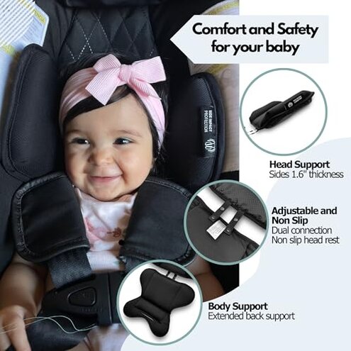 Infant Insert Compatible with Doona|Graco Snugride|Britax|Chicco Keyfit |Evenflo Pivot |Head and Body Support |Side Impact Protection for Newborn |Doona Accessories |Black