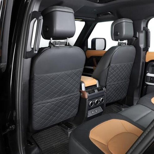 TAIKOO Seat Back Protector + Large Capacity Pocket Storage Organizer,Preventing the Impact of Children Stepping on the Seat Backrest (Black)