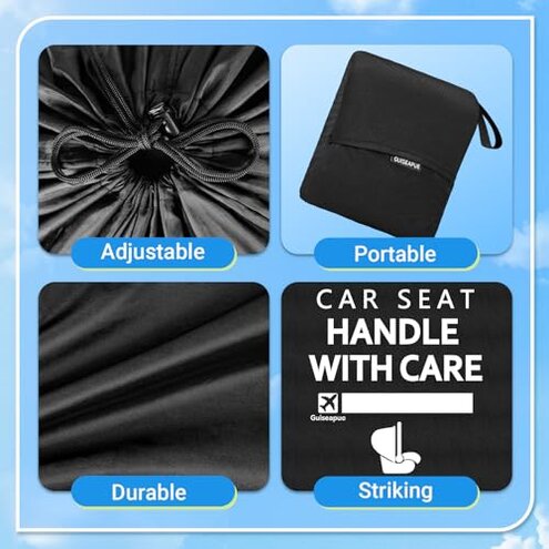 UPPAbaby Travel Bag for Rove, Knox and Alta Car Seats - Smooth Wheels, Handles + Durable Design - Includes TravelSafe Protection