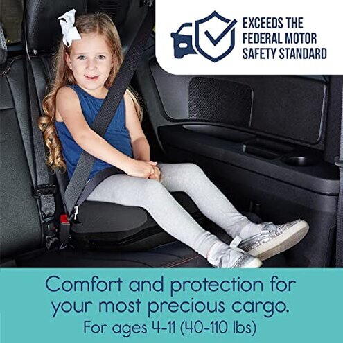 Hiccapop UberBoost Inflatable Booster Car Seat | Blow up Narrow Backless Booster Car Seat for Travel | Portable Booster Seat for Toddlers, Kids, Child | Black/Gray