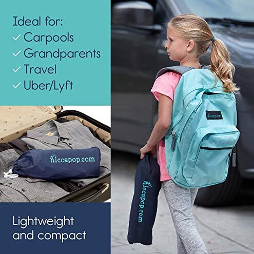 Hiccapop UberBoost Inflatable Booster Car Seat | Blow up Narrow Backless Booster Car Seat for Travel | Portable Booster Seat for Toddlers, Kids, Child | Black/Gray