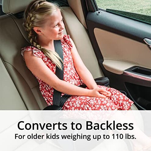 Chicco KidFit Zip Air Plus 2-in-1 Belt Positioning Booster Car Seat, Backless and High Back Booster Seat, for Children Aged 4 Years and Up and 40-100 lbs | Q Collection/Black/Grey