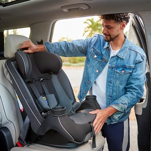 Safety 1st Grow and Go All-in-One Slim Convertible Car Seat, Rear Facing, 5-40 lbs, Forward Facing (30–65 lbs), High Back Booster Seat 40-100 pounds, Alaskan Blue