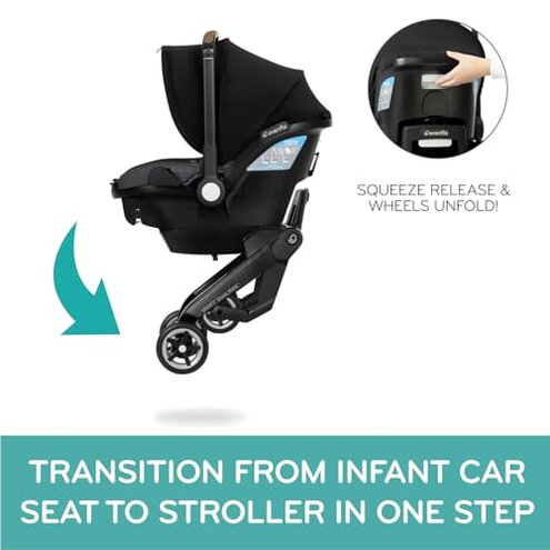 Evenflo Shyft DualRide Infant Car Seat Stroller Combo with Carryall Storage (Boone Gray)