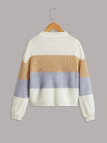 LITHYC Girls Cut and Sew Sweater (Color : Multicolor, Size : 120)